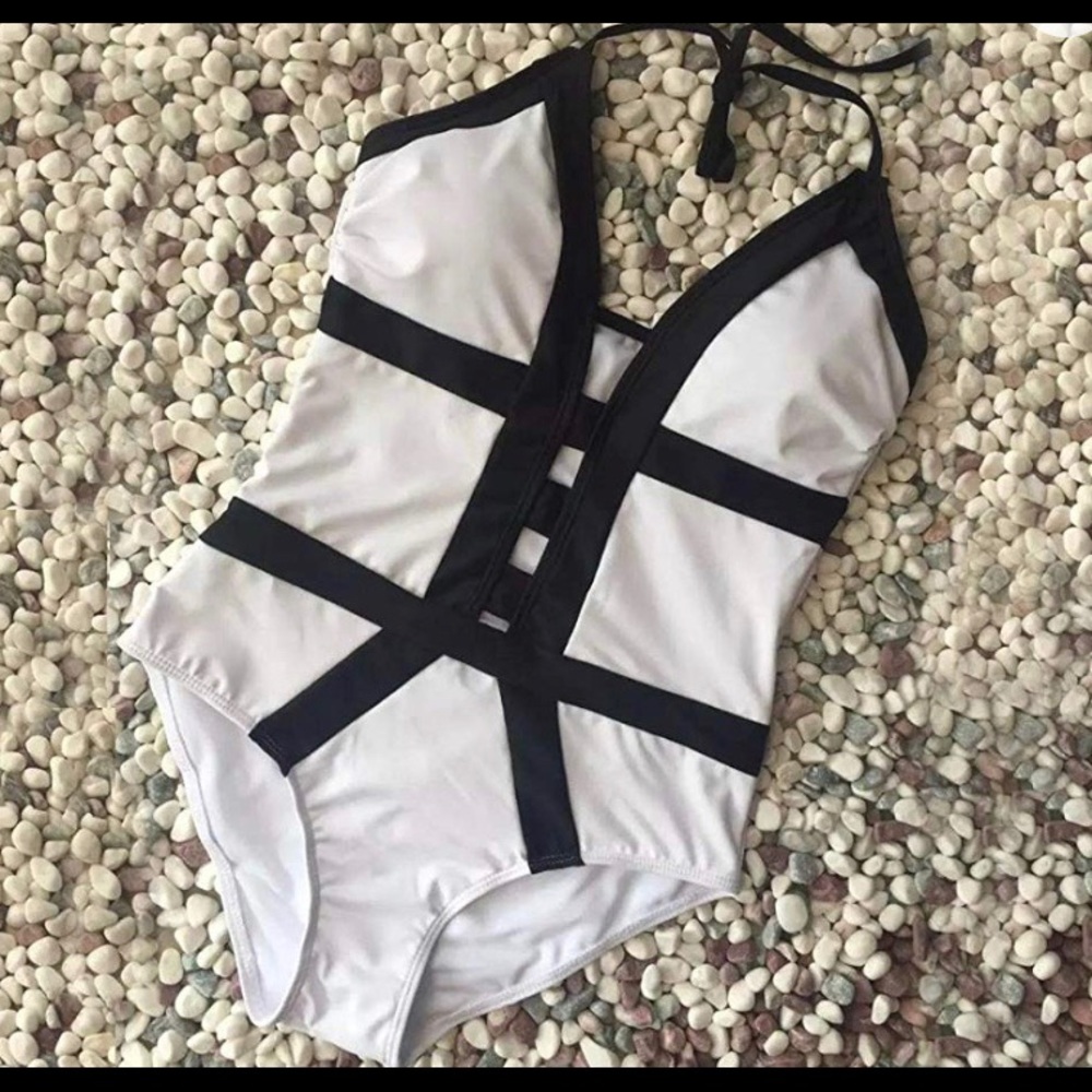 Black and White Monokini - Size Small